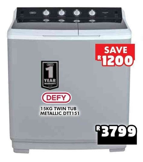 Defy 15kg Twin Tub Metallic DTT151 Offer At Russells