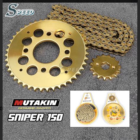 MUTAKIN Gold Sprocket Chain Set For Yamaha Sniper150428 126L 42T 14T