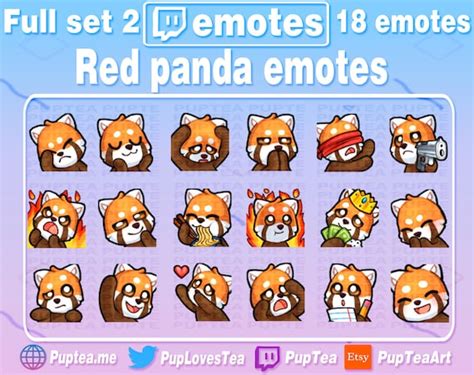 18x Cute Red Panda Emotes Pack For Twitch And Discord Full Etsy