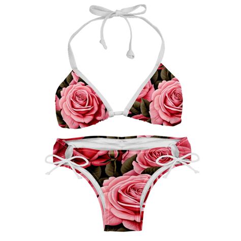 Rose Swimming Suit Bikini Set Bikinis Detachable Sponge Adjustable