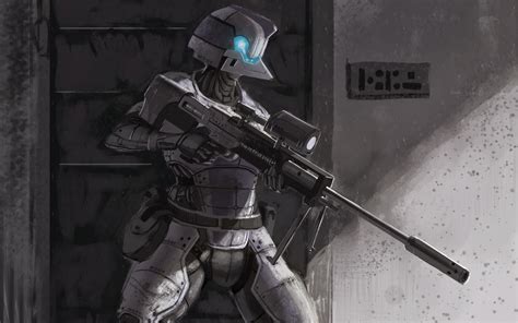 Futuristic Sniper Soldier