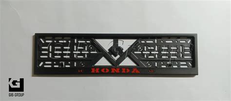 Рамка Номерного Знака с Надписью и Логотипом "HONDA" Черная Порошковая ...