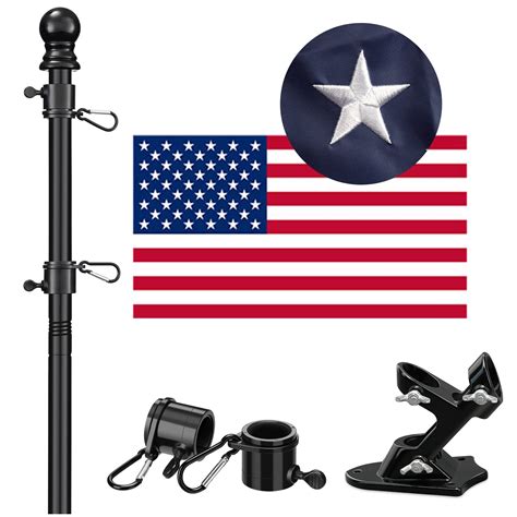 Buy Flag Pole For House With American Flag Black Flagpole Kit Includes