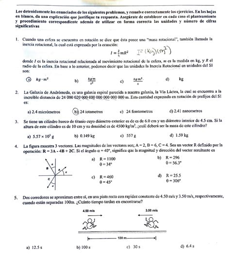 Física repaso Lee detenidamente los enunciados de los siguientes