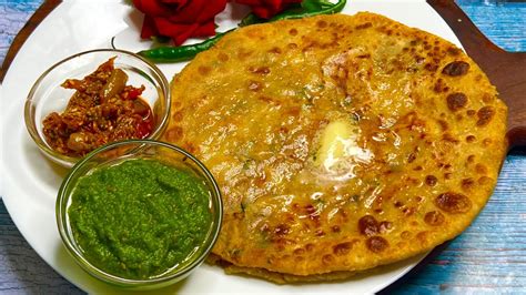 Dhaba Style Aloo Ka Paratha With Green Garlic Chutney Aloo Ka Paratha