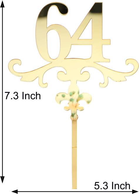 Buy Acrylic Cake Topper Mirror Gold Number 64 Cake Topper Ideal For