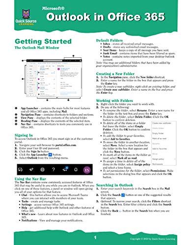 Outlook In Office Quick Source Reference Guide Amazon Br