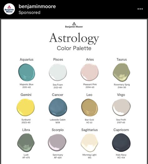 Benjamin Moore Astrology Colors In 2024 Color Aesthetic Colors House Color Schemes