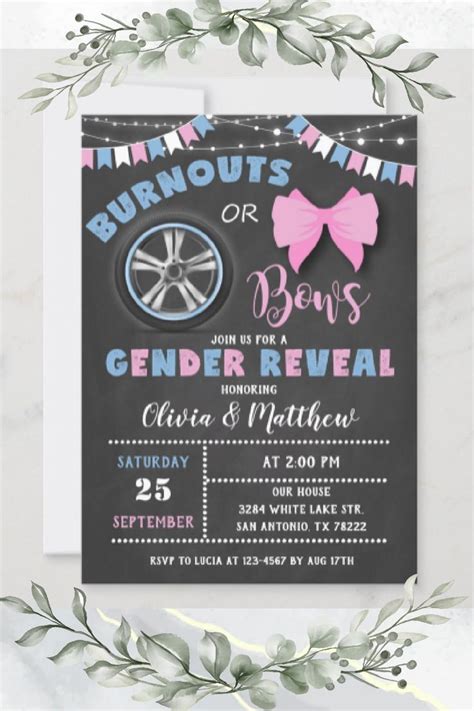 Burnouts Or Bows Gender Reveal Invitation Artofit