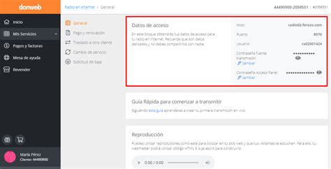 DattaRadio Cómo obtener los datos de acceso al panel de control