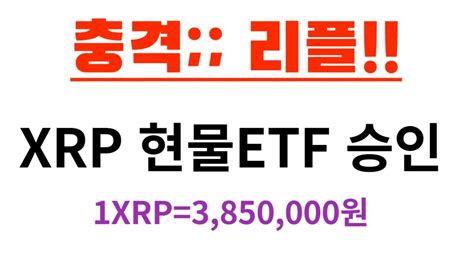 리플 미쳤습니다 급작스러운 Xrp Etf 승인 허가 발표 제2의 비트코인 현물etf에 이어 가겠다 리플 리플코인