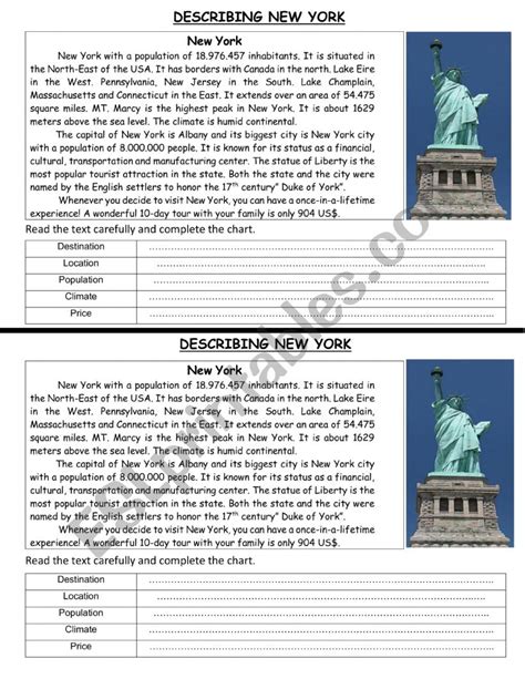 New York Esl Worksheet By Merozabela