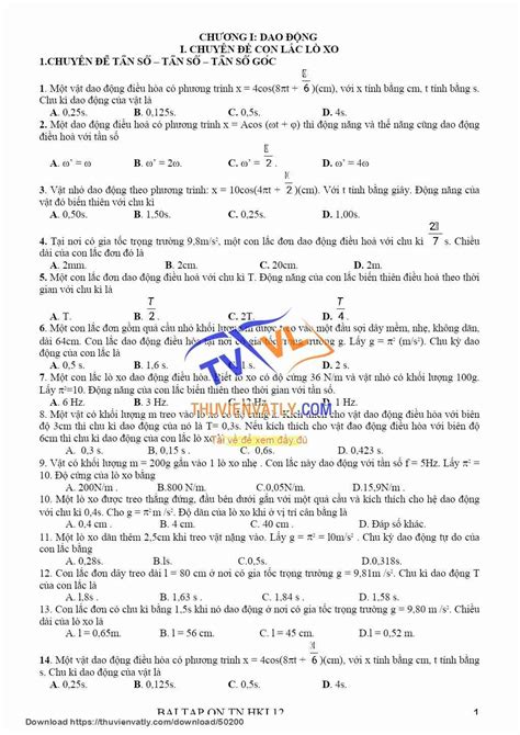 doc ÔN THI THPT QG HKI VẬT LÍ 12 Thư Viện Vật Lý