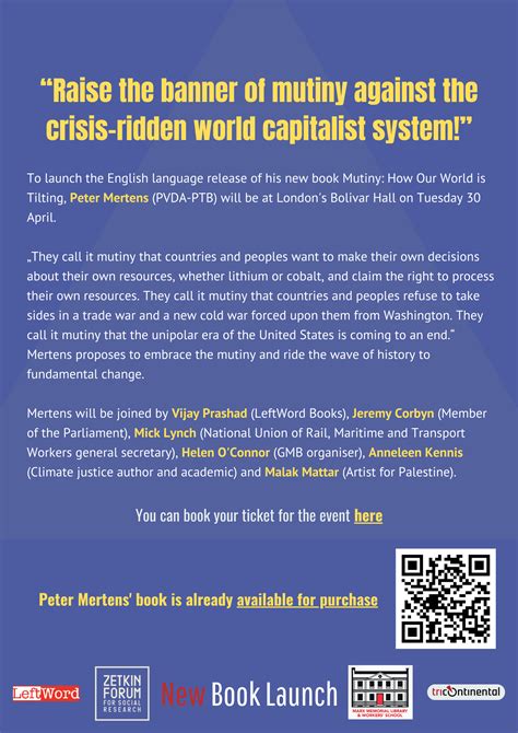 Launch Of Peter Mertens New Book Mutiny In London April 30th Pvda