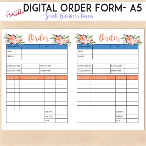 Cute Business Order Form Printable Printable Forms Free Online