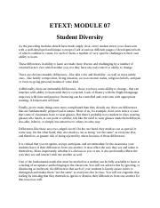 Etext Module Diversity Docx Etext Module Student Diversity As