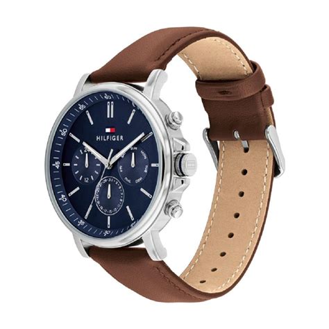 Tommy Hilfiger Tyson Montre Homme Multifonction Acier Cuir Marron