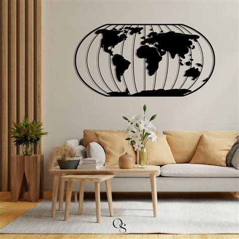 Metal World Map Metal Wall Art World Map Wall Art Housewarming - Etsy