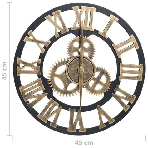 KIMISS Horloge murale Doré et noir 45 cm MDF LEF Cdiscount Maison