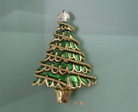 Danecraft Christmas Tree Brooch Pin Green Enamel Christmas Etsy Uk