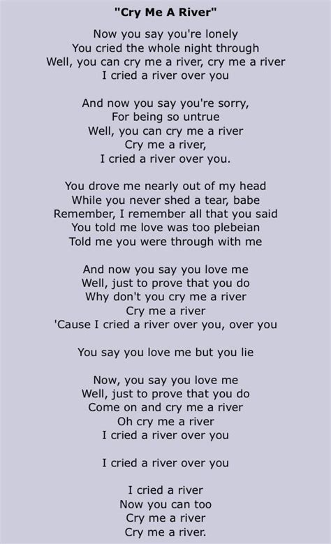 Justin Timberlake Cry Me A River Lyrics