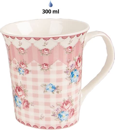 Clayre Eef Mug Set De Ml Fleurs En Porcelaine Rose Bol