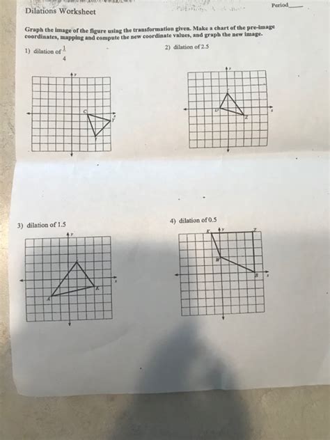 Solved Dilations Worksheet Period Graph The Image Of The Chegg