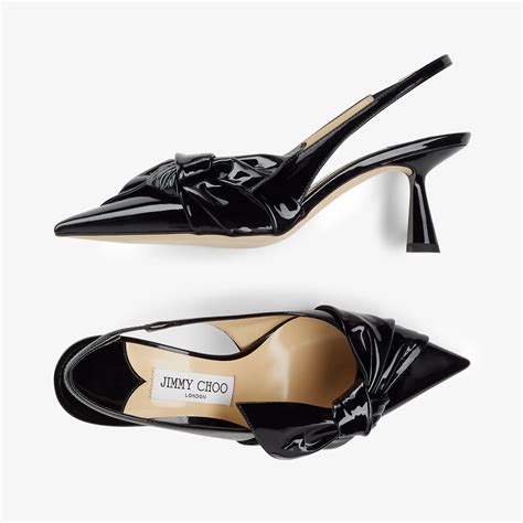 Elinor Sb 65 黑色软漆皮尖头露跟高跟鞋 2022冬季系列 Jimmy Choo