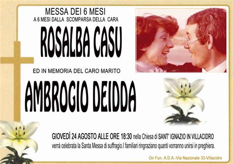 Funerali E Annunci Funebri A Villacidro Rosalba Casu Funer24