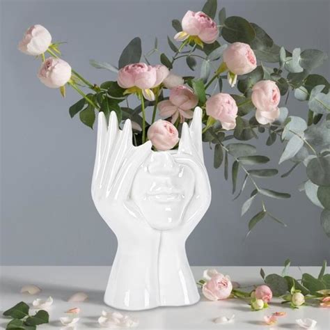 Vase Blanc Ceramique En Forme De Visage Vase Deco D Int Rieur Moderne