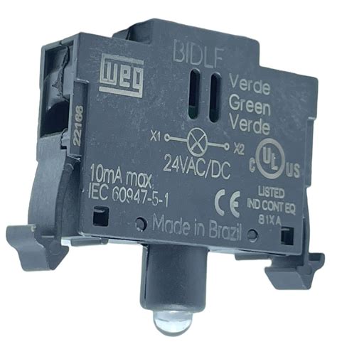 Bloco De Iluminação Led Verde 24vca cc Botão Csw bidlf 2e26 MAQPART