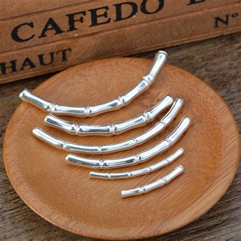 Sterling Silver Beads Sterling Silver Curve Tube Beads S925 Etsy