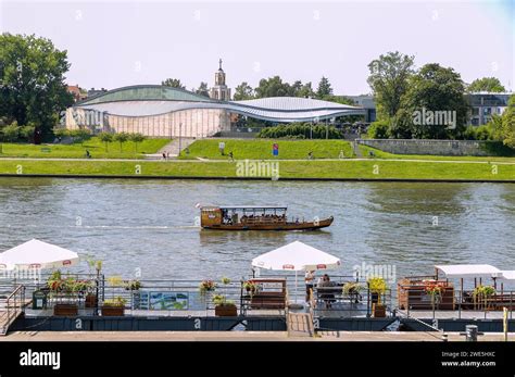 Vistula Wis A And Vistula Boulevard Bulwary Wi Lane With Boat Pier