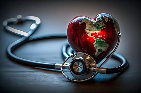 Premium Photo A Heart Shaped World Map With A Stethoscope Around It