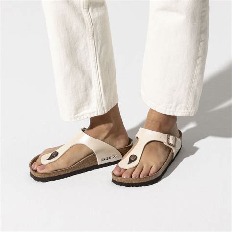 Ciabatta Infradito Birkenstock Gizeh Birko Flor Bianco Perlato