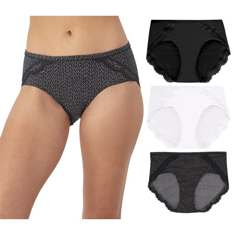 Maidenform M Stretch Microfiber Lace Trim Bikini 3 Pack Walmart