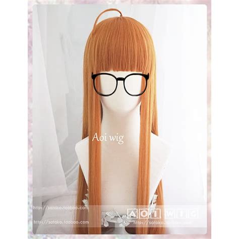 Jual WIG COSPLAY AOI PERSONA 5 FUTABA SAKURA LURUS ORANGE 90CM