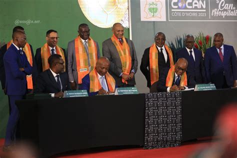 CAN 2023 Cérémonie de signature de l accord d accueil et de la lettre