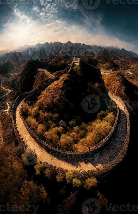 an aerial view of the great wall of china. generative ai. 22913608 ...