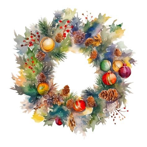 Premium Vector Watercolor Illustration Of A Christmas Wreath Ai Generated