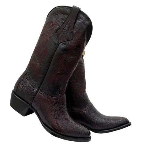 As Boots Bota As Oval Con Piel De Avestruz Cherry