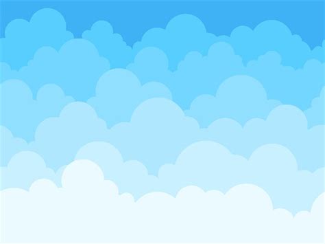 Cloud sky cartoon background. Blue sky with white clouds flat poster o ...