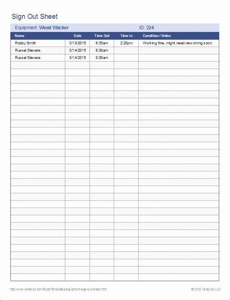 Equipment Checkout Form Template Excel Best Of Equipment Sign Out Sheet