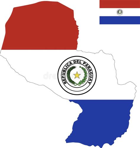 Mapa Del Vector De Paraguay Con La Bandera Fondo Aislado Blanco Stock