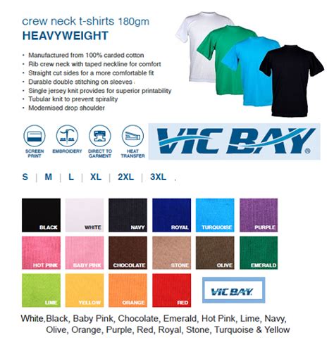 Vic Bay Heavyweight T Shirts 180grams Taurus Workwear