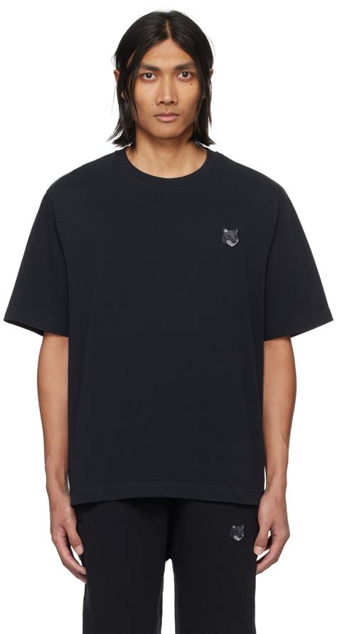 Black Bold Fox Head T Shirt By Maison Kitsun On Sale