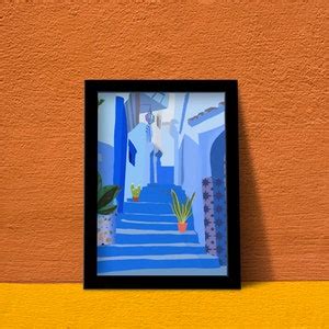 Wall Art, Blue City, Morocco, Home Decor, Art Print, Illustration ...