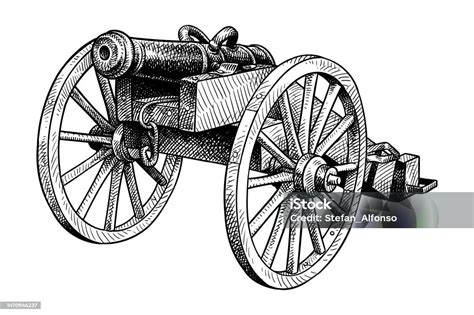 vector drawing    cannon stock illustration  image
