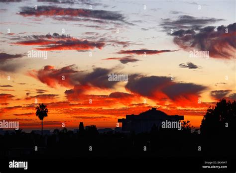 Tustin marine corps helicopter hangar with beautiful sunset clouds ...