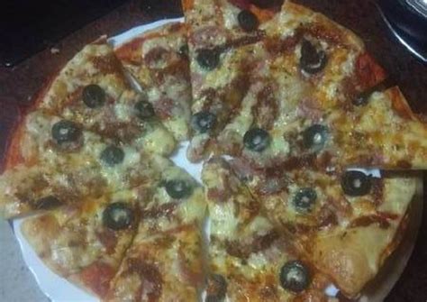 Pizza Doble Jam N Aceitunas Negras Cebolla Frita Y Tomate Seco Receta